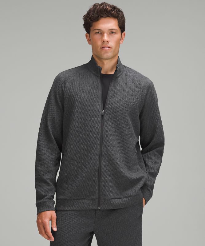 Textured Double-Knit Cotton Zip Up