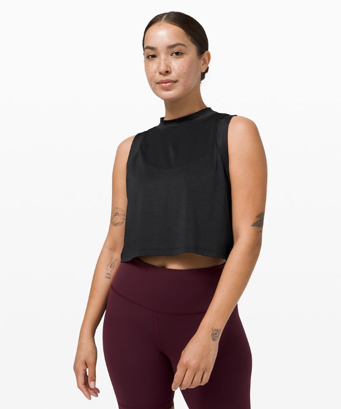 Flow Y 2-in-1 Cropped Tank, Black