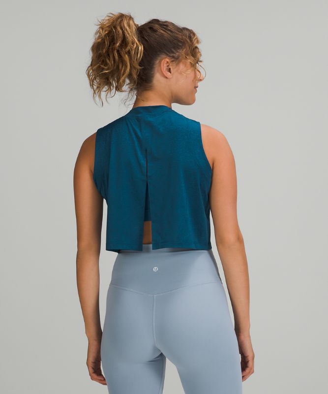 Flow Y 2-in-1 Cropped Tank, Blue Borealis