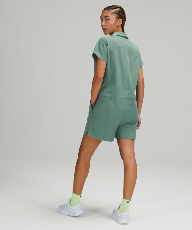 Stretch Rib Pocketed Romper