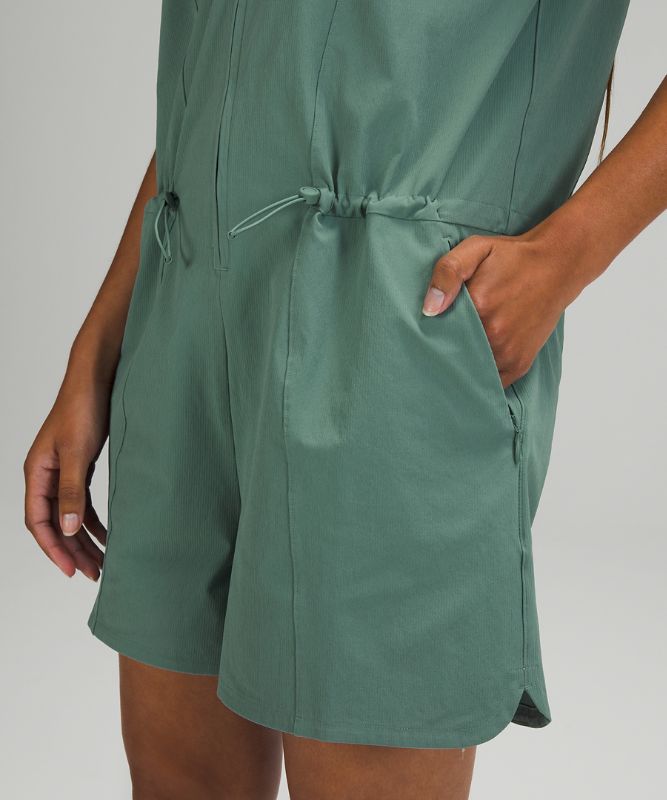 Stretch Rib Pocketed Romper