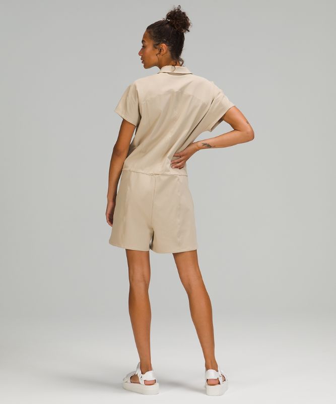 Stretch Rib Pocketed Romper