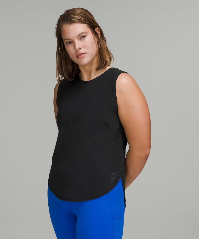 High Neck Split Hem Running Tank Top