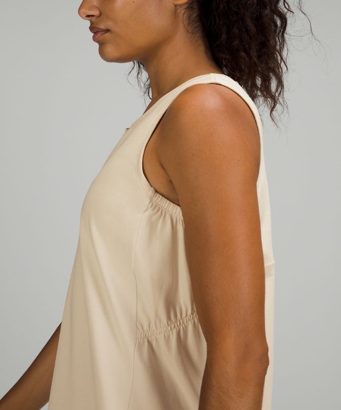 Gathered Midi Tank Dress