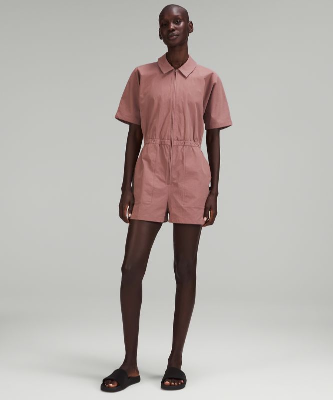 LAB Zip-Front Collared Romper