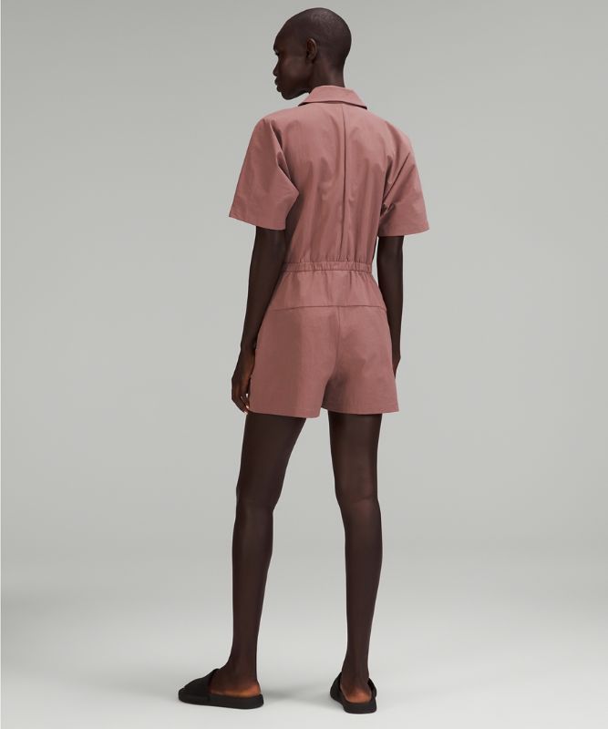 LAB Zip-Front Collared Romper