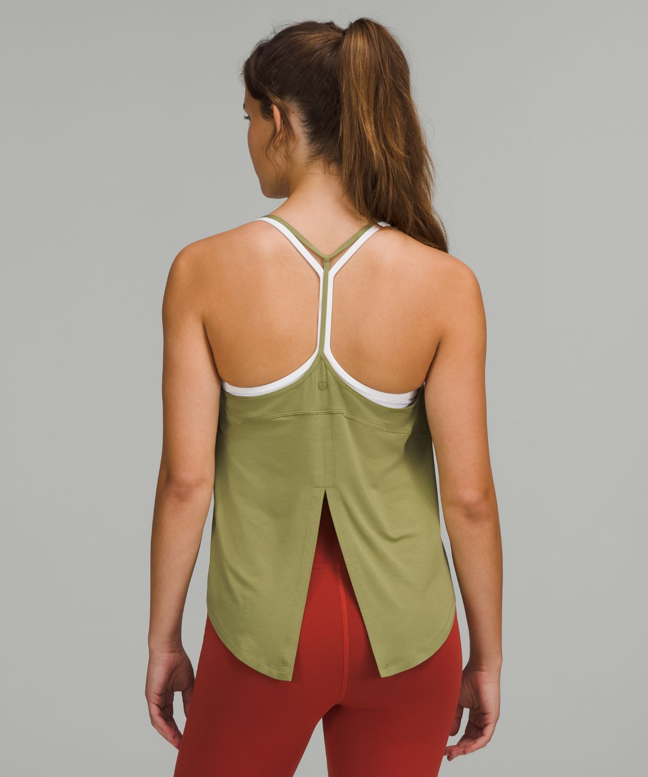 Lululemon Modal-Silk Yoga Tank Top Bronze Green Size 12