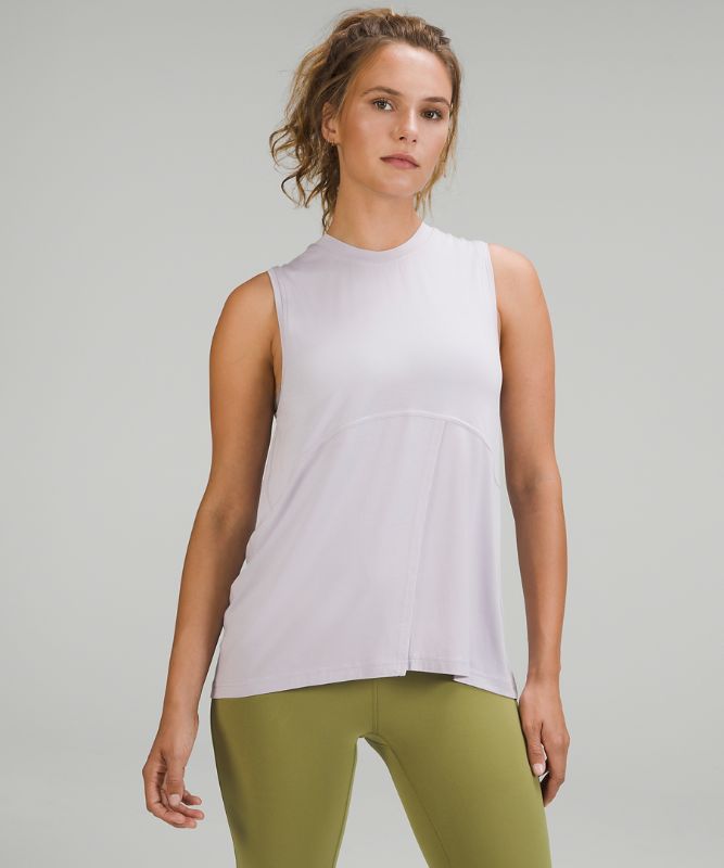 Modal-Silk Blend Tie-Front Yoga Tank Top