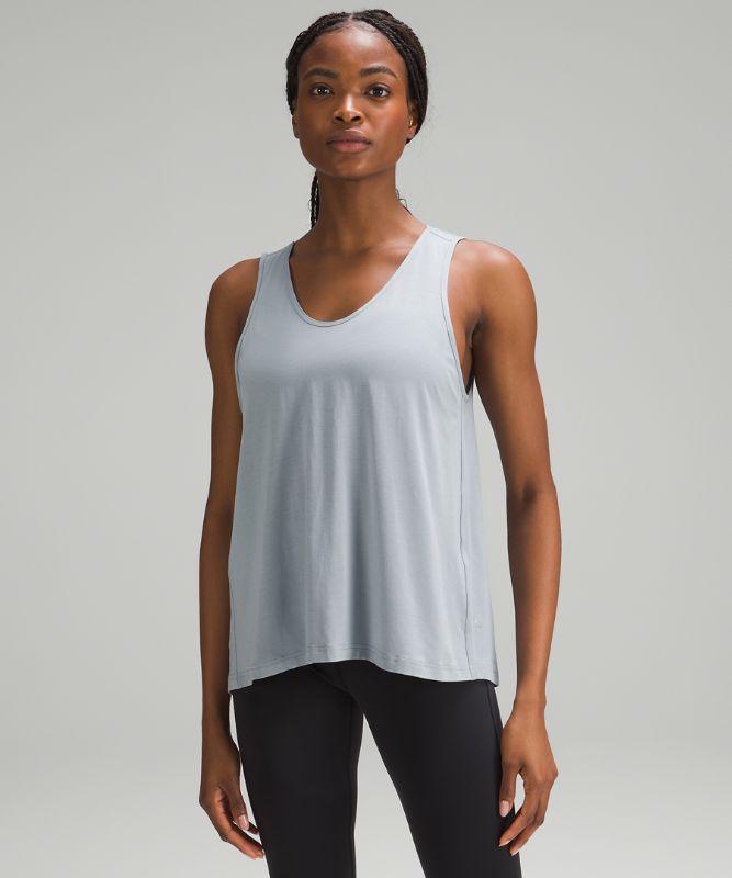 Flow Y 2-in-1 Tie-Back Yoga Tank Top, Chambray
