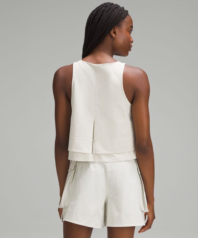 Stretch Woven Relaxed-Fit Tank Top