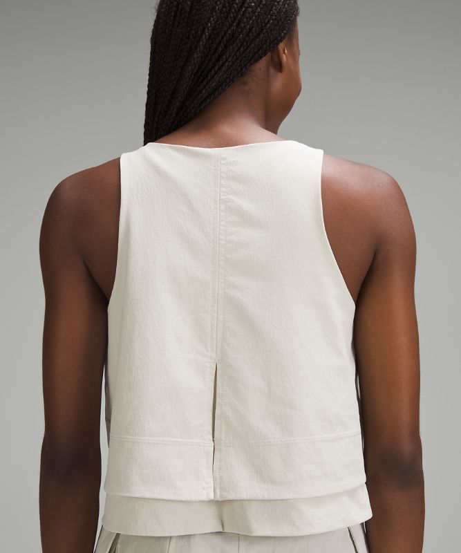 Stretch Woven Relaxed-Fit Tank Top
