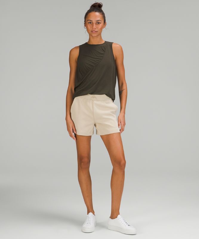 Silk-Blend Shirred Tank Top