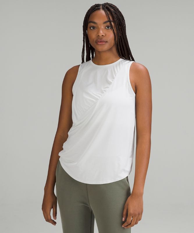 Silk-Blend Shirred Tank Top