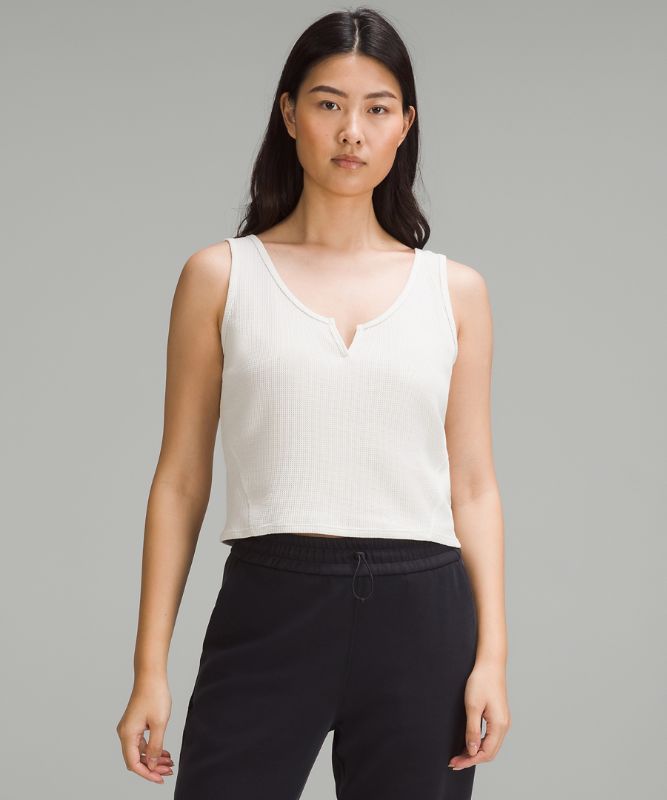 Cotton-Blend Henley Tank Top