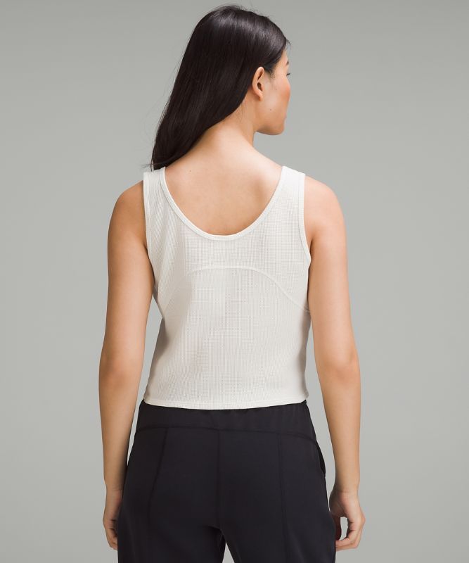 Cotton-Blend Henley Tank Top