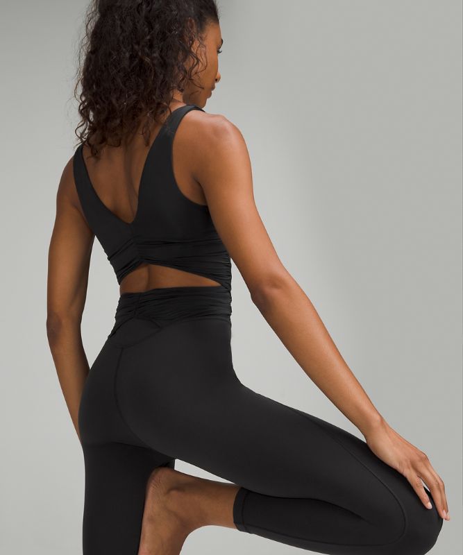 Ruched Yoga Bodysuit 25, Black