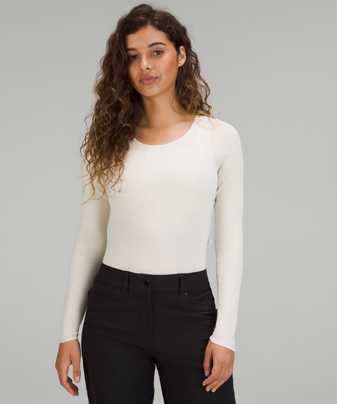 Tight-Fit Long-Sleeve Knit Bodysuit