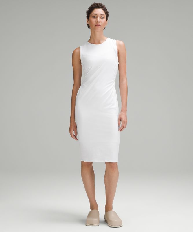 Shirred Cotton Midi Tank Dress