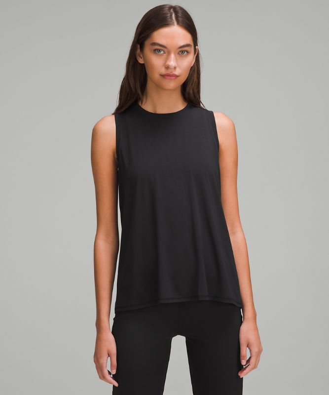 Silk-Blend Back Pleat Tank Top