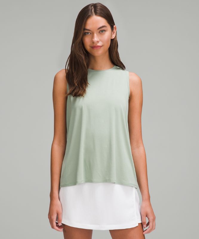 Silk-Blend Back Pleat Tank Top