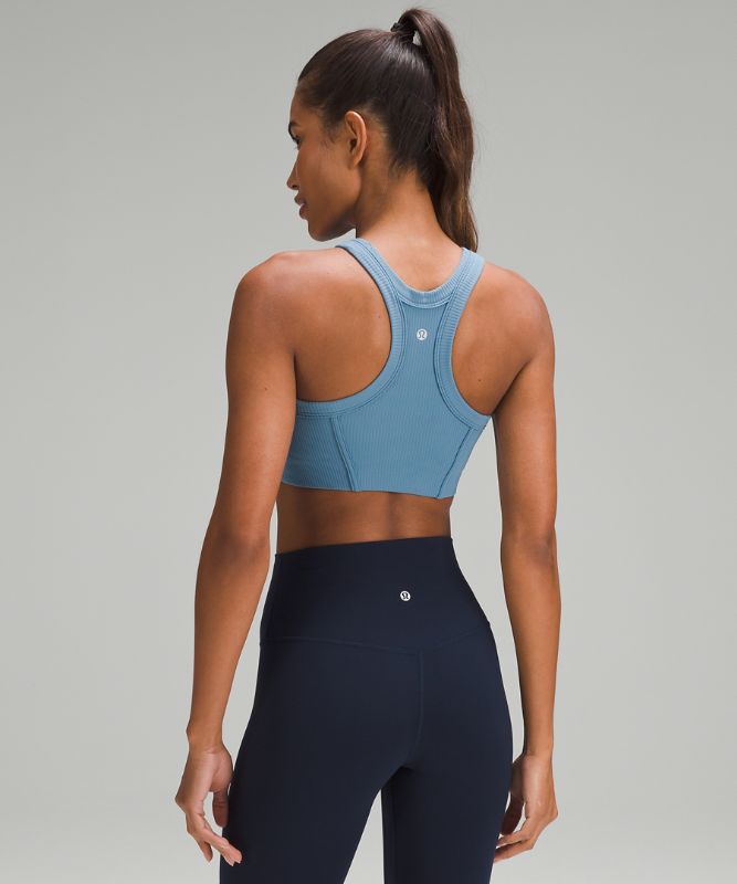 Ribbed Nulu High-Neck Yoga Bra *Light Support, B/C Cup, Utility Blue