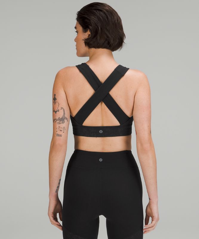 lululemon lab Embossed Nulu Cross-Back Yoga Bra, Tracer Print Emboss Black  Multi