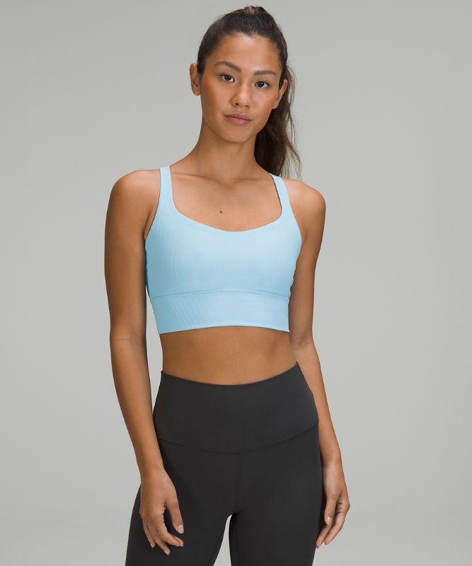 Free to Be Ribbed Longline Bra *Light Support, A/B Cup, Blue Chill