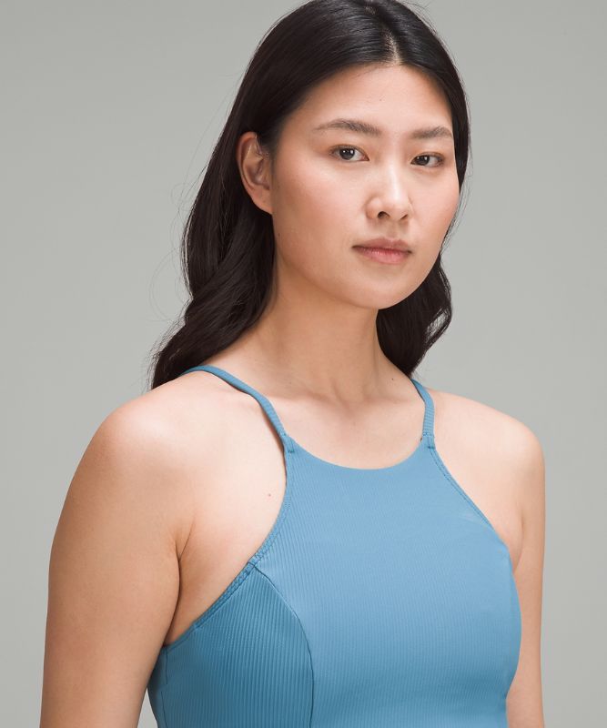 Ribbed High-Neck Longline Swim Top C/D Cup