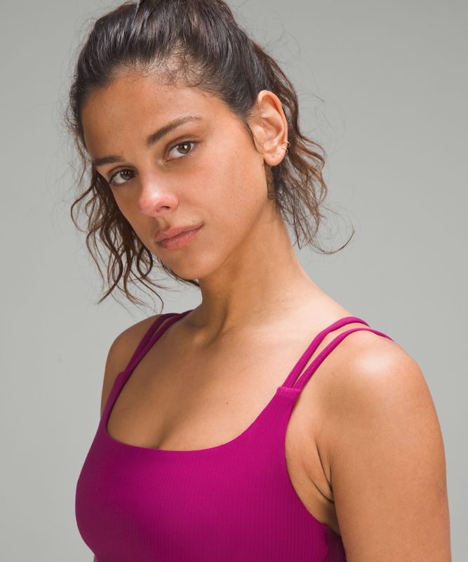Ribbed Nulu Strappy Yoga Bra *Light Support, A/B Cup, Magenta Purple