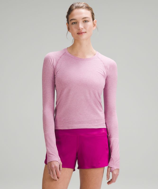 Swiftly Tech Long-Sleeve Shirt 2.0 *Race Length, Pink Peony/Velvet Dust
