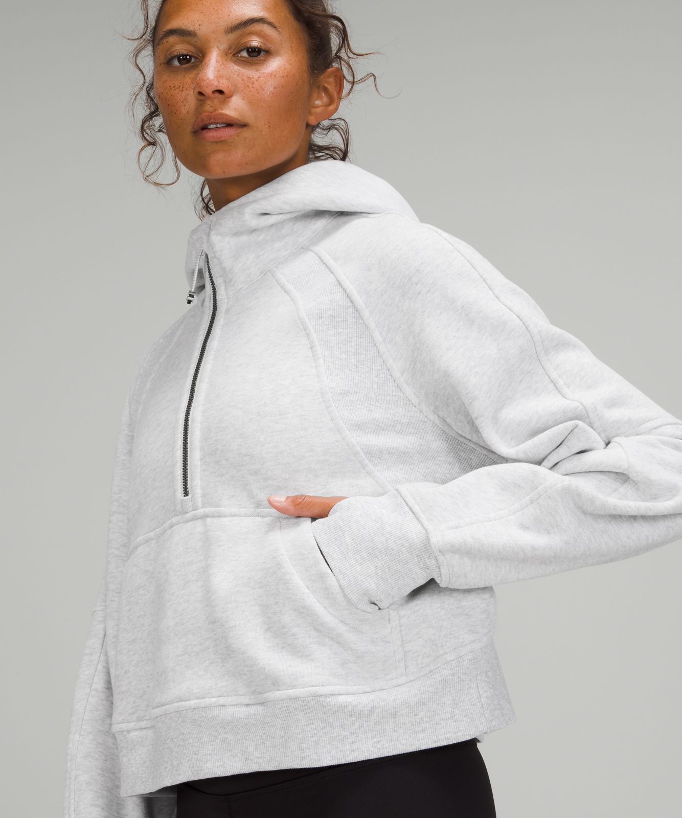 Lululemon Scuba Oversized 1/2 Zip Hoodie Heather Core Ultra Light Grey Size offers M/L