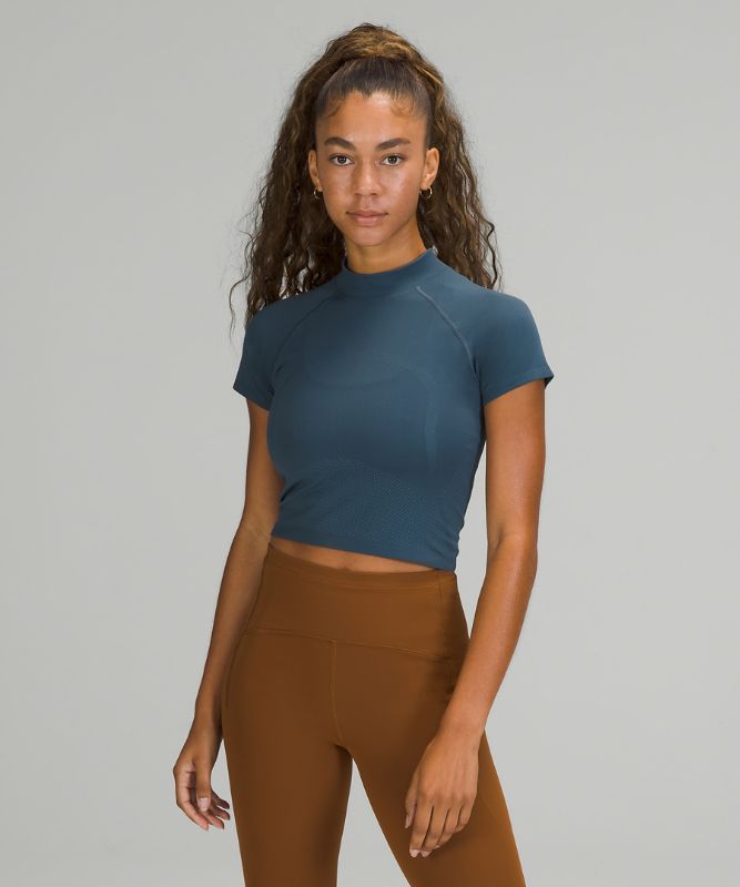 Swiftly Cropped Mock Neck T-Shirt