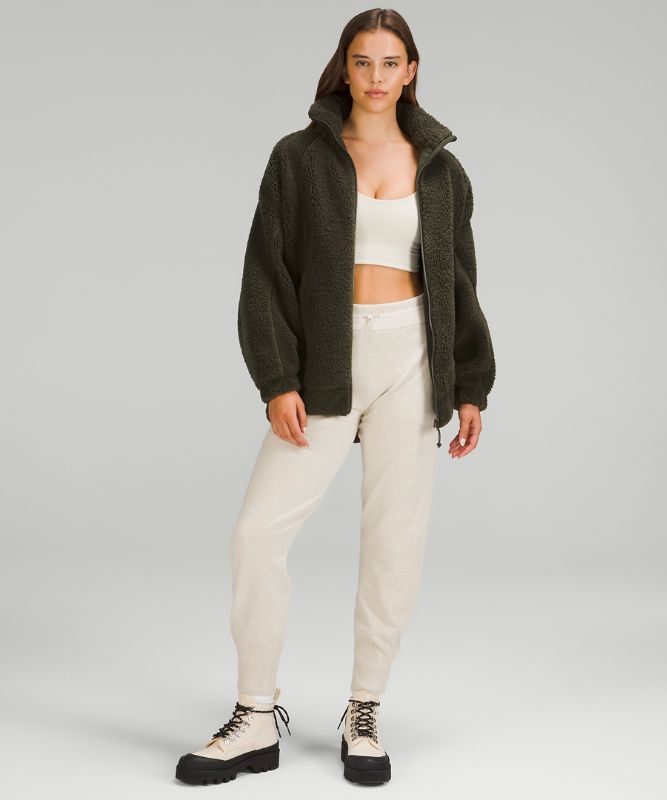 Long Textured Fleece Jacket