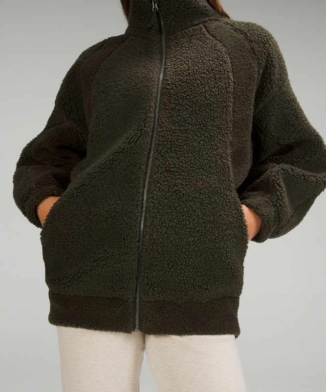 Long Textured Fleece Jacket