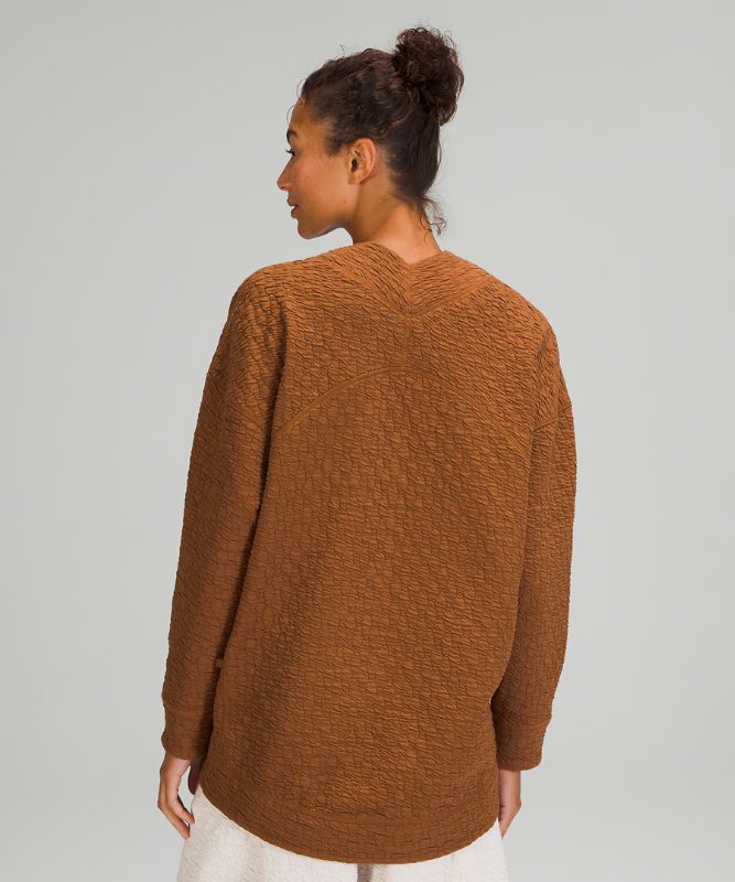 Rippled V-Neck Pullover