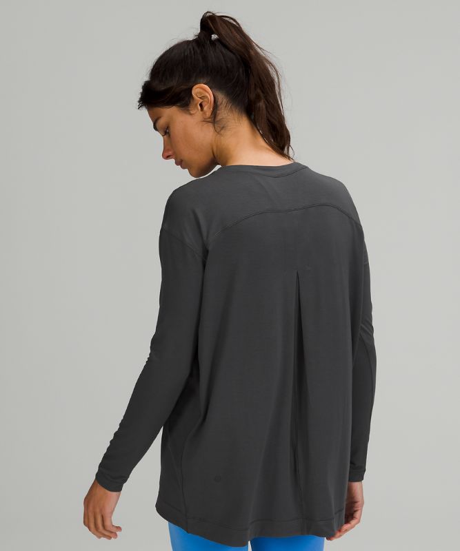 Modal Pleated Back Long Sleeve Shirt