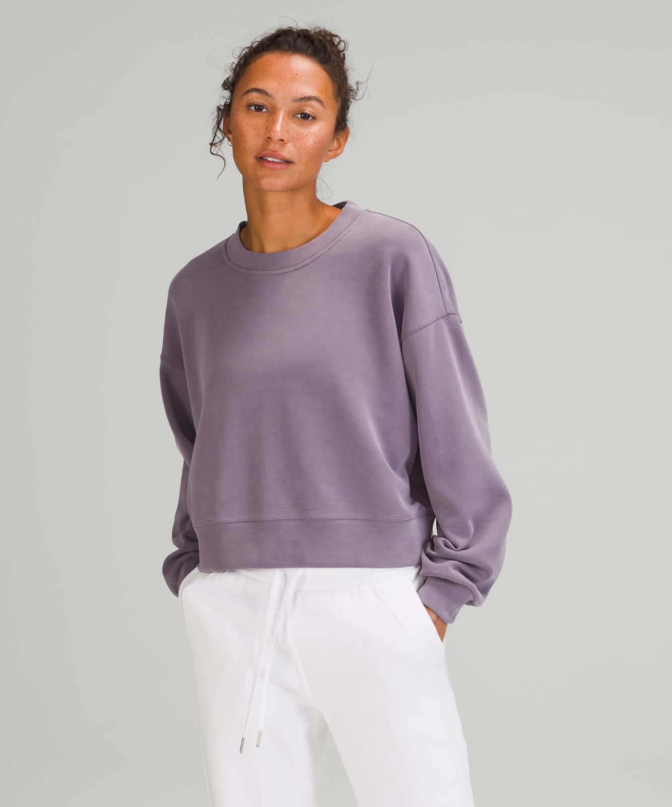 Perfectly Oversized Cropped Crew *Softstreme™ | Dusky Lavender