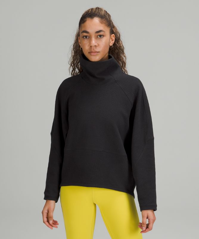 Textured Funnel-Neck Pullover