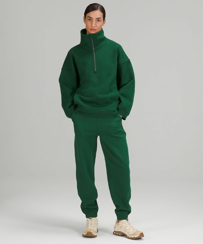 Tried the Thick Fleece Half-Zip in Everglade Green. Review in the