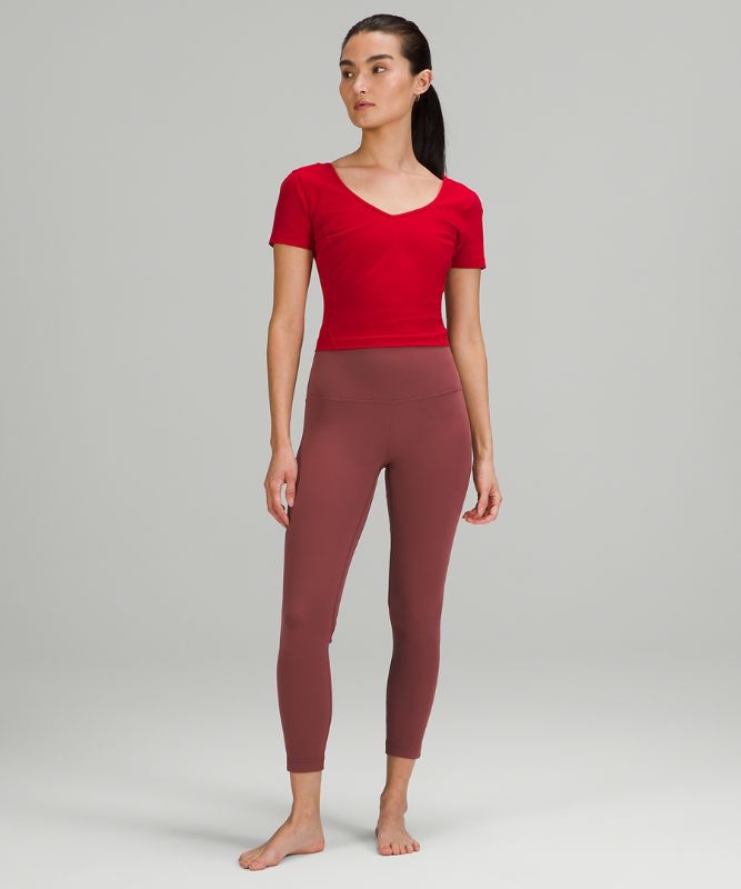 LA All Yours Boxy Crop T-Shirt - white opal (10) & Align 25” Legging - Dark  Red (6) : r/lululemon