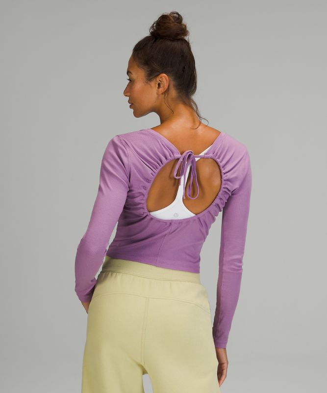 Open Back Ribbed Long Sleeve Shirt