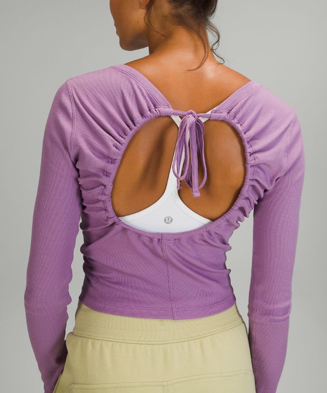 Open Back Ribbed Long Sleeve Shirt