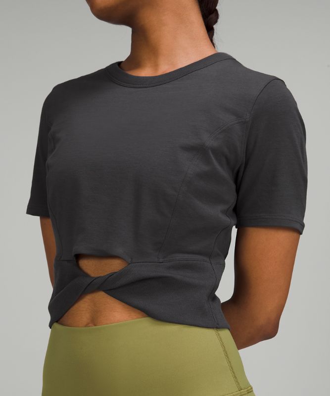 Cropped Cotton Ribbed-Band Tee