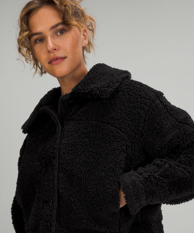 Textured Fleece Button Jacket