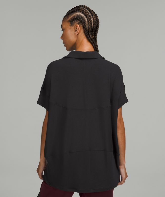 Oversized Ribbed Polo Tunic