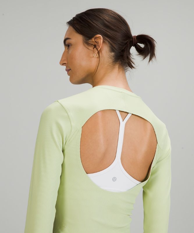 Ribbed Open-Back Yoga Long Sleeve