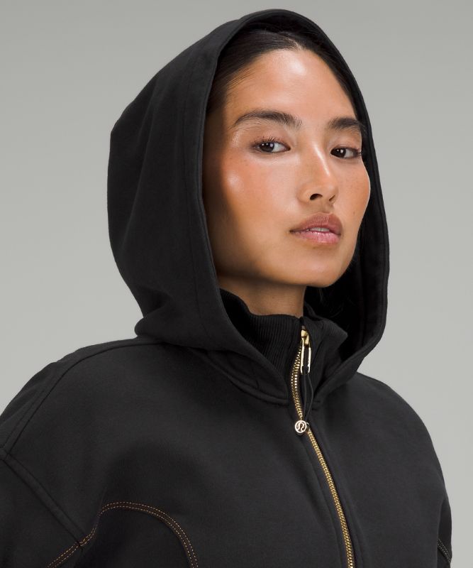 New Year Gold Stitch Mock-Neck Hoodie