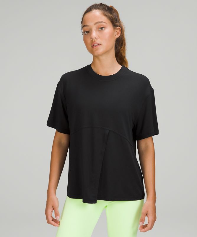 Modal-Silk Blend Tie-Front Yoga T-Shirt