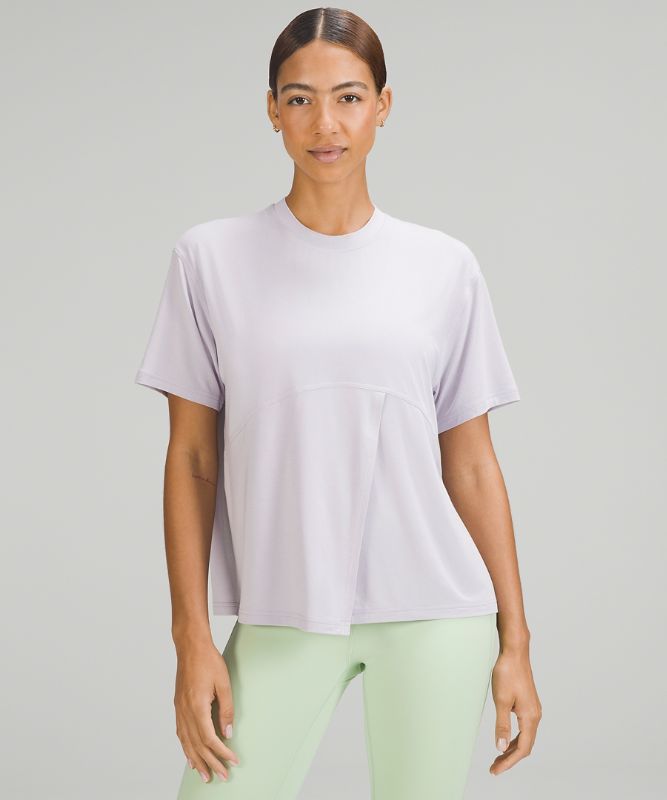 Modal-Silk Blend Tie-Front Yoga T-Shirt