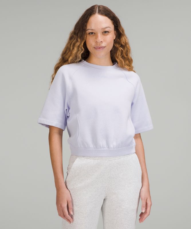 Cotton-Blend Fleece Cropped Pullover